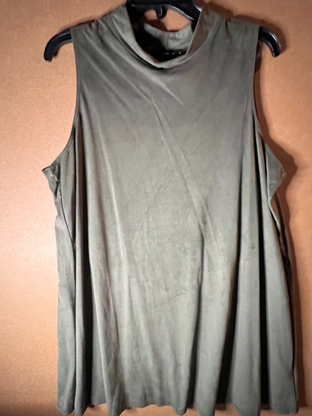 TIANA B. Olive Green Faux Suede Sleeveless A-Line Dress Size Petite XL